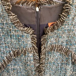 Tory Burch Textured Tweed Dress - Blue and Tan